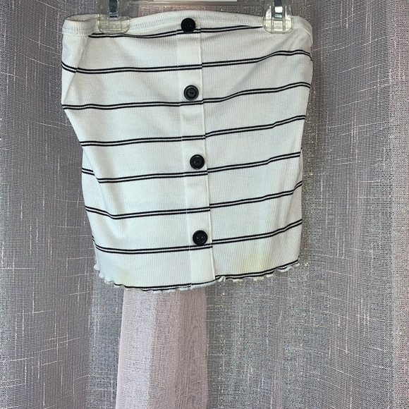 Caution To The Wind Tops - Caution To The Wind Black and White Horizontal stripes Size Small Tube Top